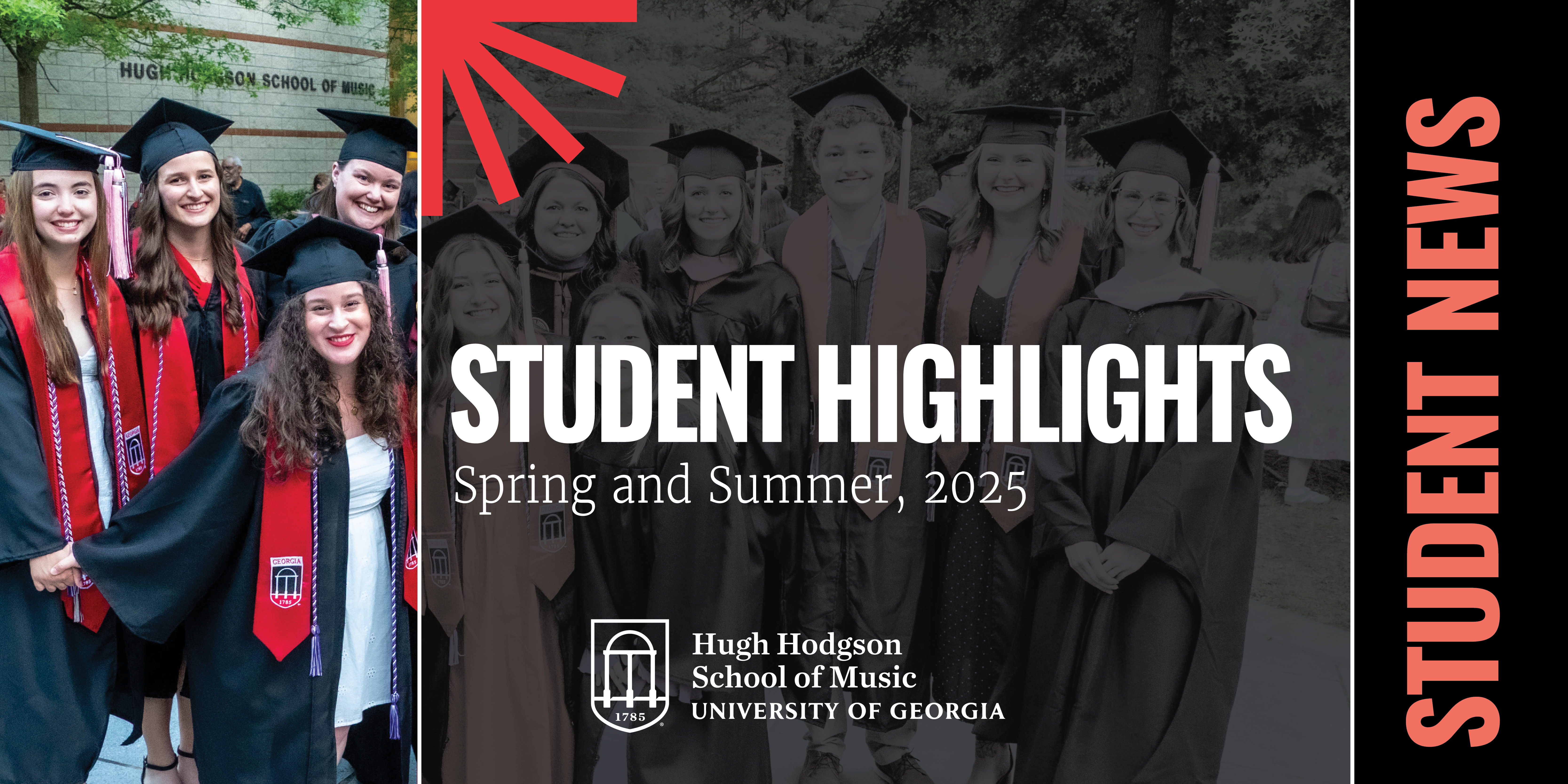 Music Therapy Spring 2025 graduates with their faculty, some under text and graphics