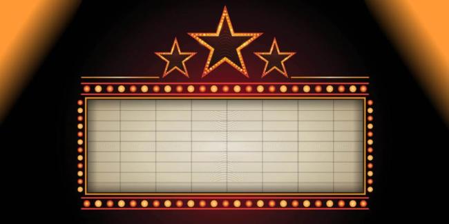 Theatre marquee with stars in lights
