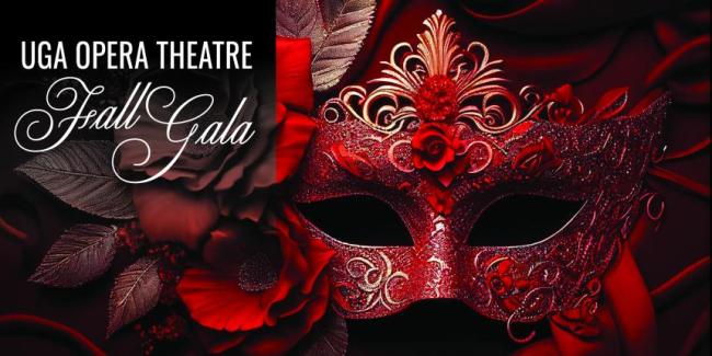 UGA Opera Theatre Fall Gala: A Masquerade mask looks haunting in red and black.